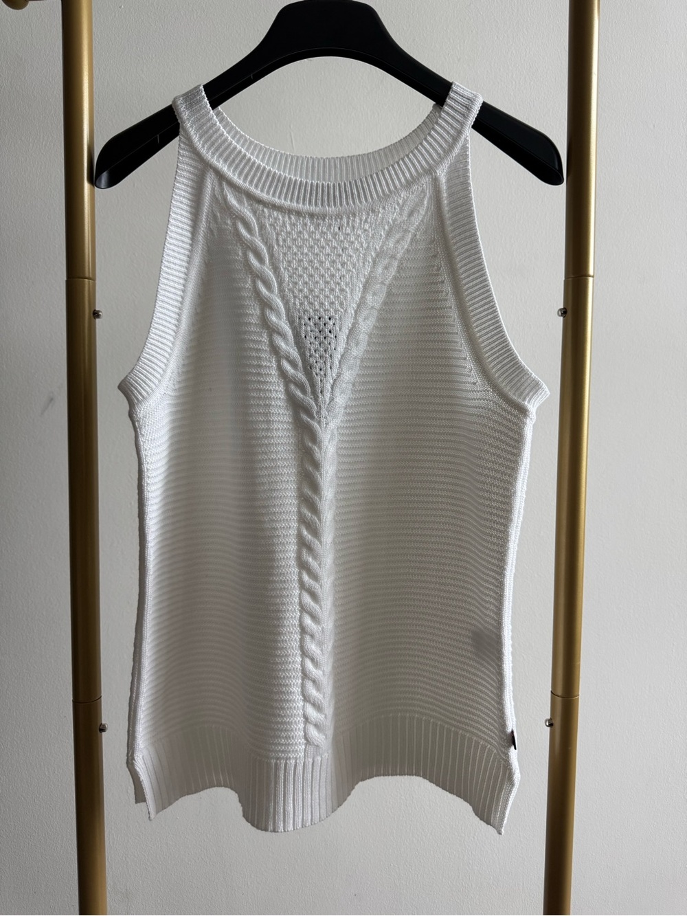 Tommy Hilfiger White Cable-Knit Sleeveless Tank